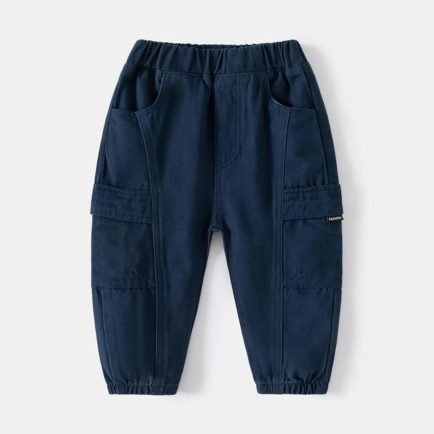 Kids Boys Cargo Pants Solid Color Elastic Waist Pocket Hiking Sweatpants Baggy Joggers Denim Multiple Pockets Trousers