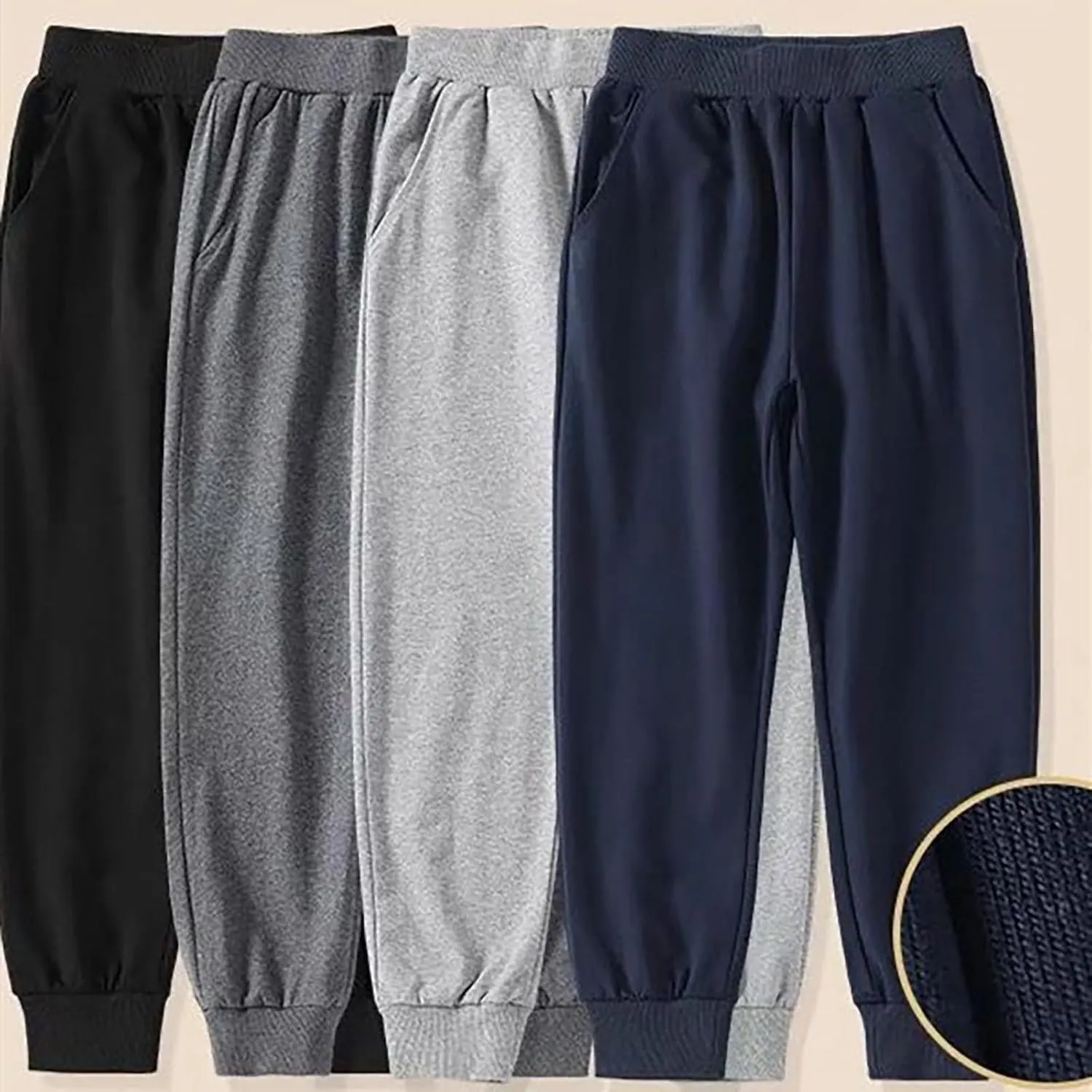 Kids Cotton Sweatpants Elastic Waist Solid Soft Athletic Sport Long Pants Boys Girls Running Jogger Casual Bottoms