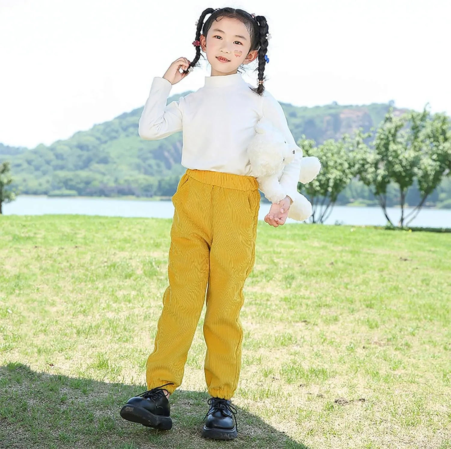 Kids Toddler Sweatpants Corduroy Solid Elastic Waist Jogger Pants with Pockets Boys Girls Fall Winter Bottoms Clothes