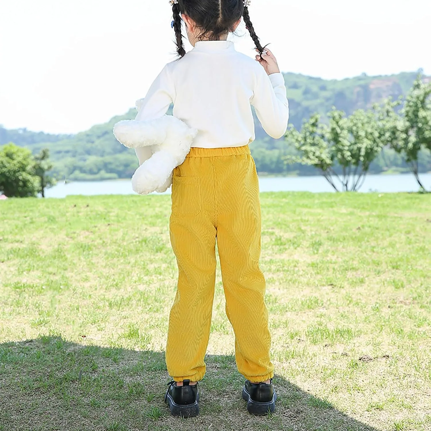 Kids Toddler Sweatpants Corduroy Solid Elastic Waist Jogger Pants with Pockets Boys Girls Fall Winter Bottoms Clothes