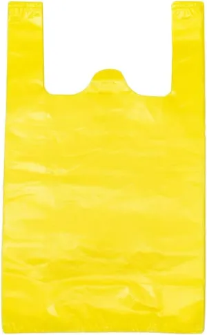 LazyMe T Shirt Bags, Plastic Bags with Handles for Grocrery and Retail Shopping, Bolsas De Plastico Para Negocio, 12x20 Inch (Yellow, 50pcs)
