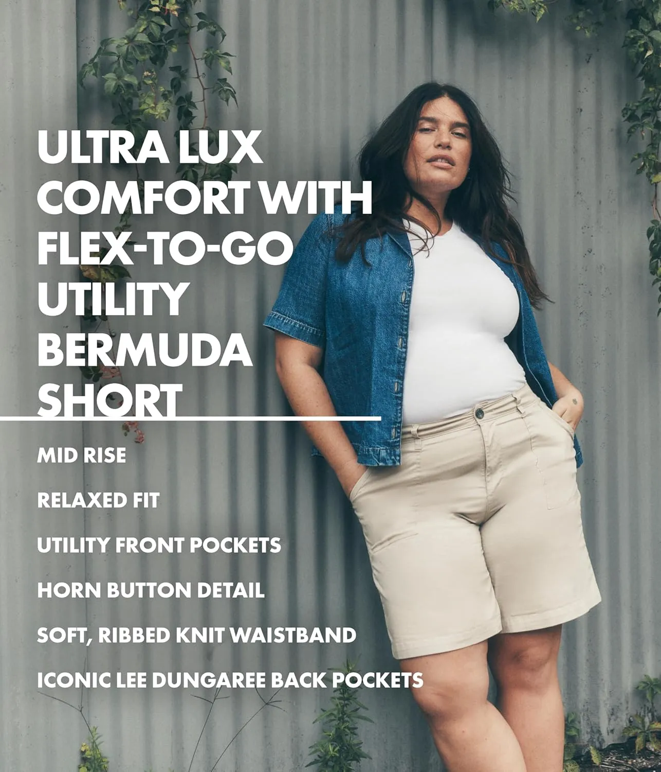 Lee Women's Plus Size Ultra Lux Comfort with Flex-to-go Utility Bermuda Short