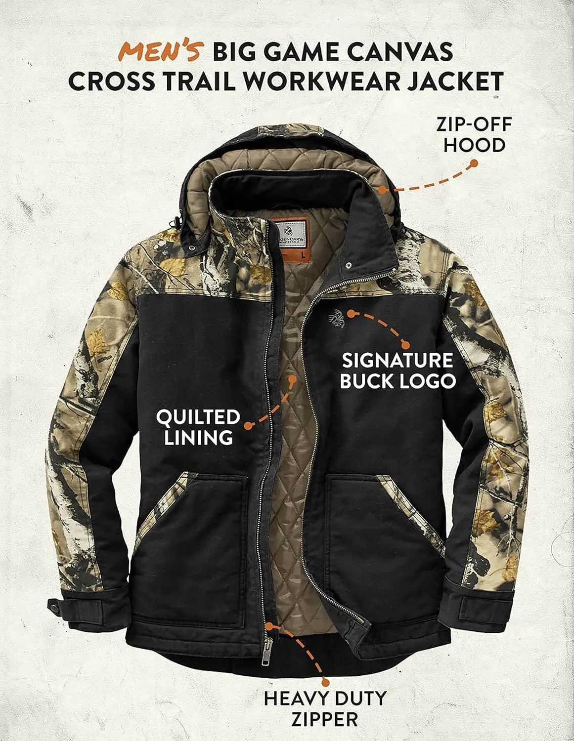 Legendary Whitetails Men's Canvas Cross Trail Workwear Coat