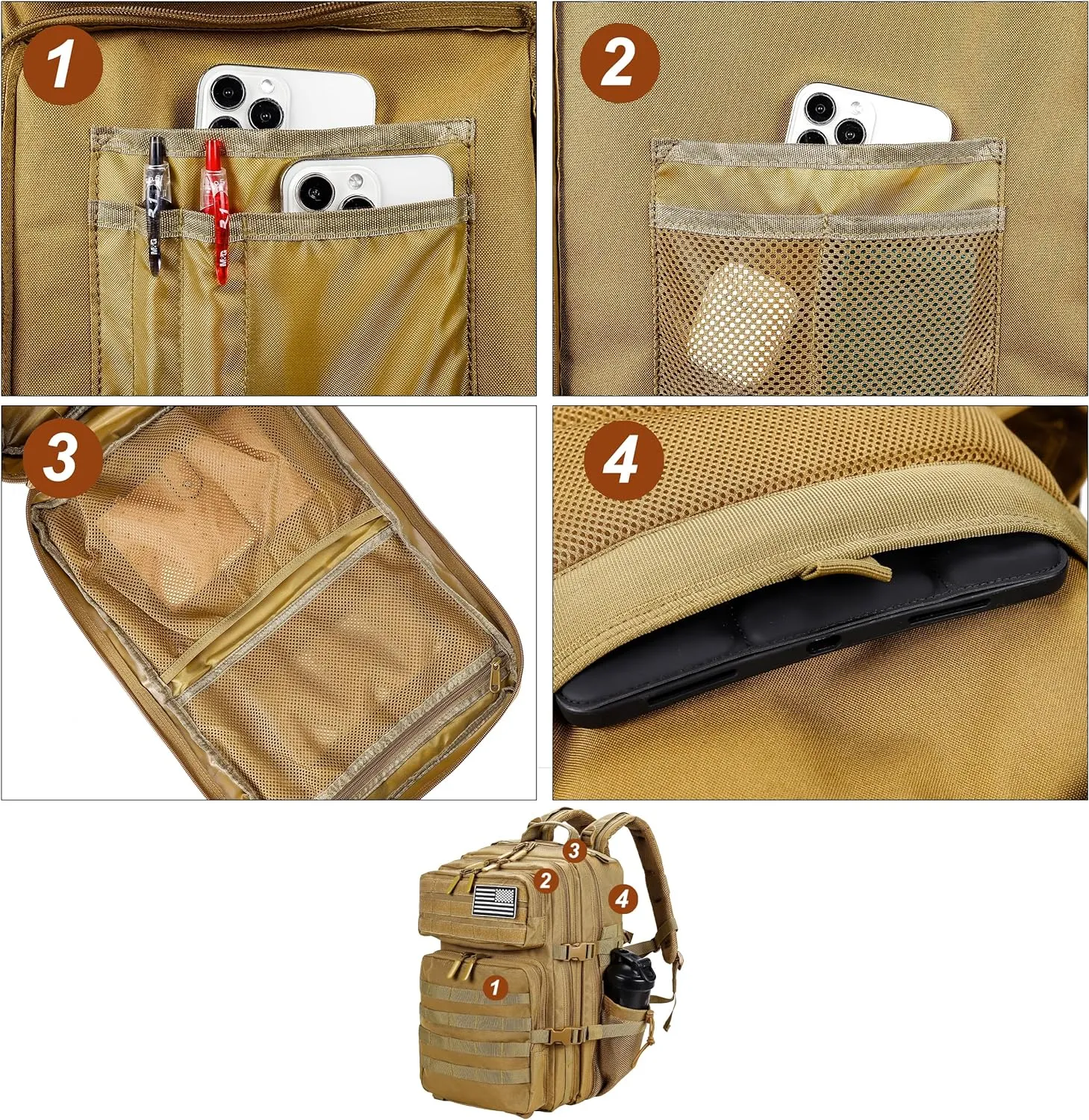 LHI Military Tactical Backpack for Men and Women 45L Army 3 Days Assault Pack Bag Large Rucksack with Molle System