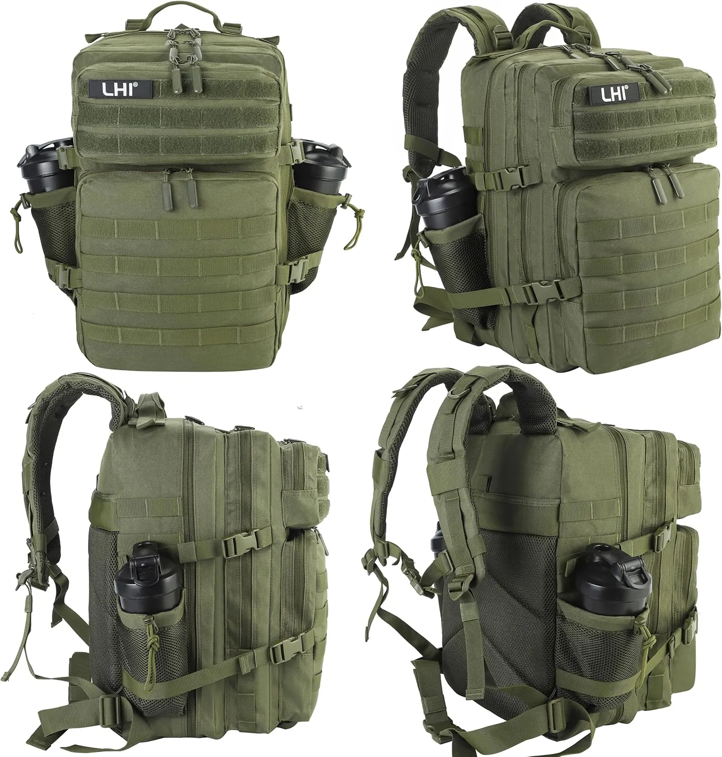 LHI Military Tactical Backpack for Men and Women 45L Army 3 Days Assault Pack Bag Large Rucksack with Molle System