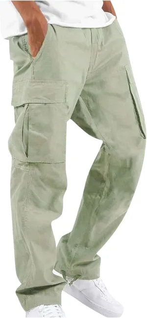 Lightweight Hiking Pants Men Baggy Stretch Cargo Work Pants Elastic Drawstring Waist Comfy Lounge Pants with Pockets