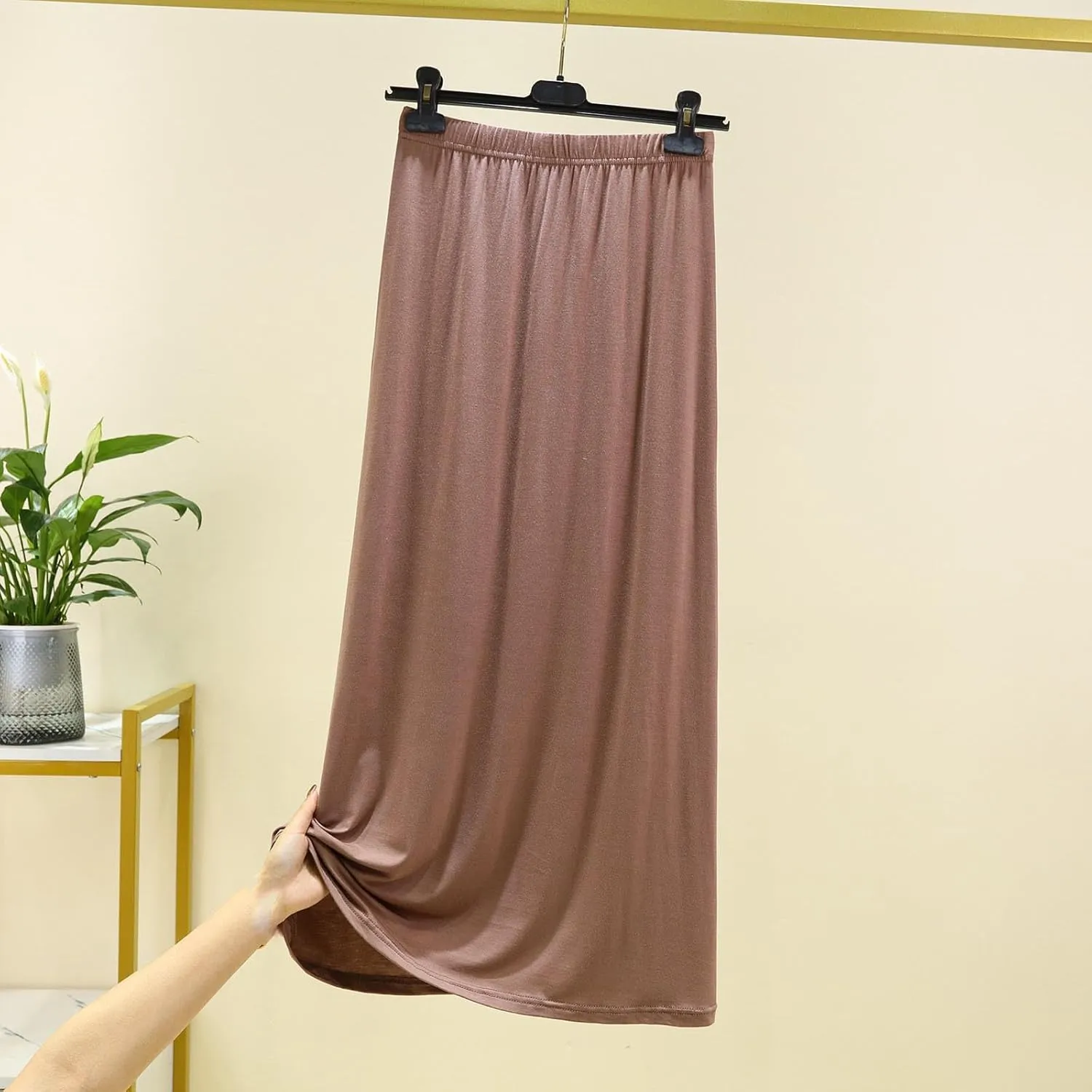 Long Maxi Skirt for Women Modal Cotton Lightweight Flowy Elastic Waist A-Line Skirt Solid Black Summer Casual Lounge