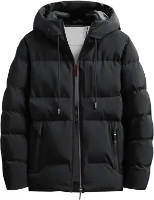 Maiyifu-GJ Men's Puffer Jacket Windproof Warm Hooded Winter Down Coat Lightweight Thicken Quilted Padded Coats Outerwear