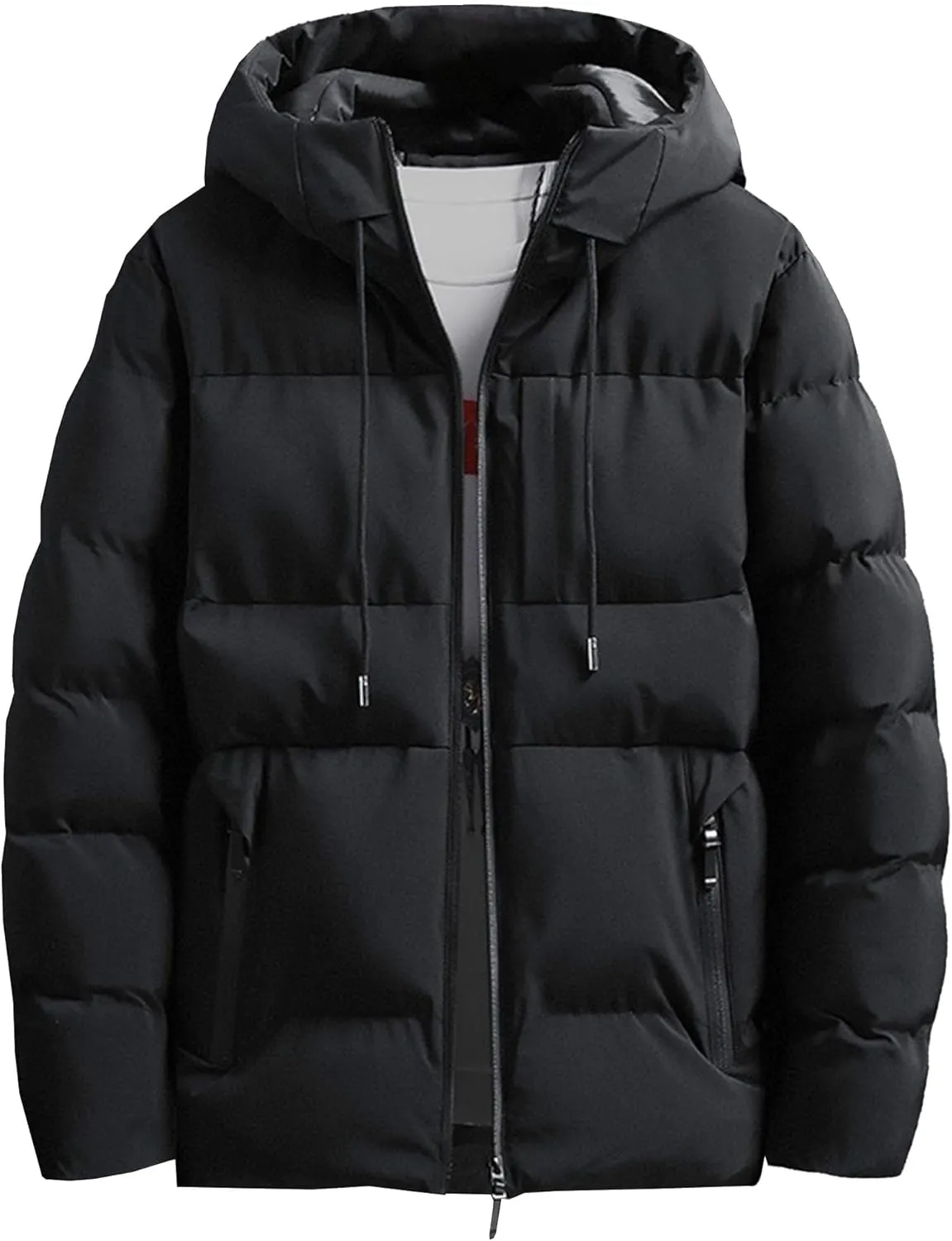 Maiyifu-GJ Men's Puffer Jacket Windproof Warm Hooded Winter Down Coat Lightweight Thicken Quilted Padded Coats Outerwear