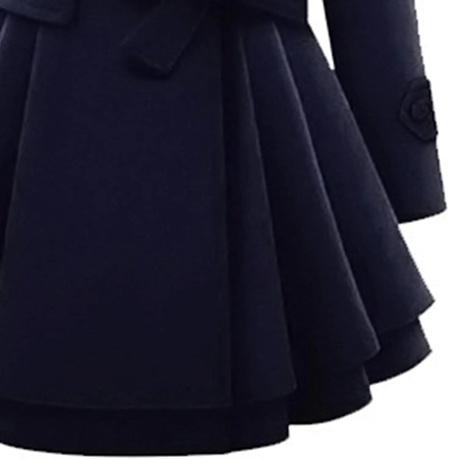 Maiyifu-GJ Womens Lapel Faux Fur Collar Wool Blend Trench Coat Vintage Double Breasted Long Jacket Casual Coat with Belt
