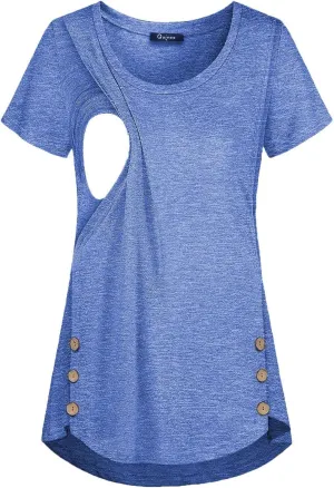 Maternity Nursing Top Summer Casual Pregnant T Shirt Comfy Breathable Pregnancy Breastfeeding Blouse Lightweight Tank