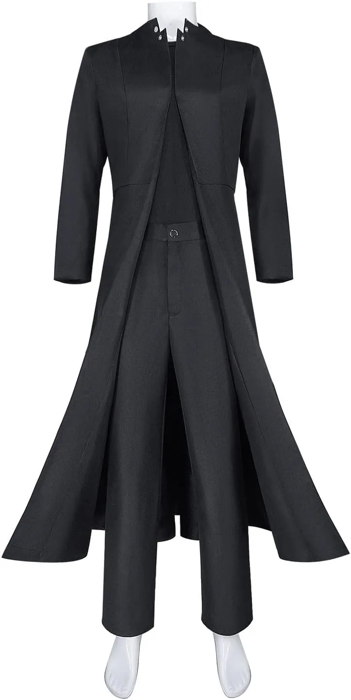 Matrix Neo Costume Coat Adult Men Neo Cosplay Jacket Black Uniform Trench Coat Halloween Suit