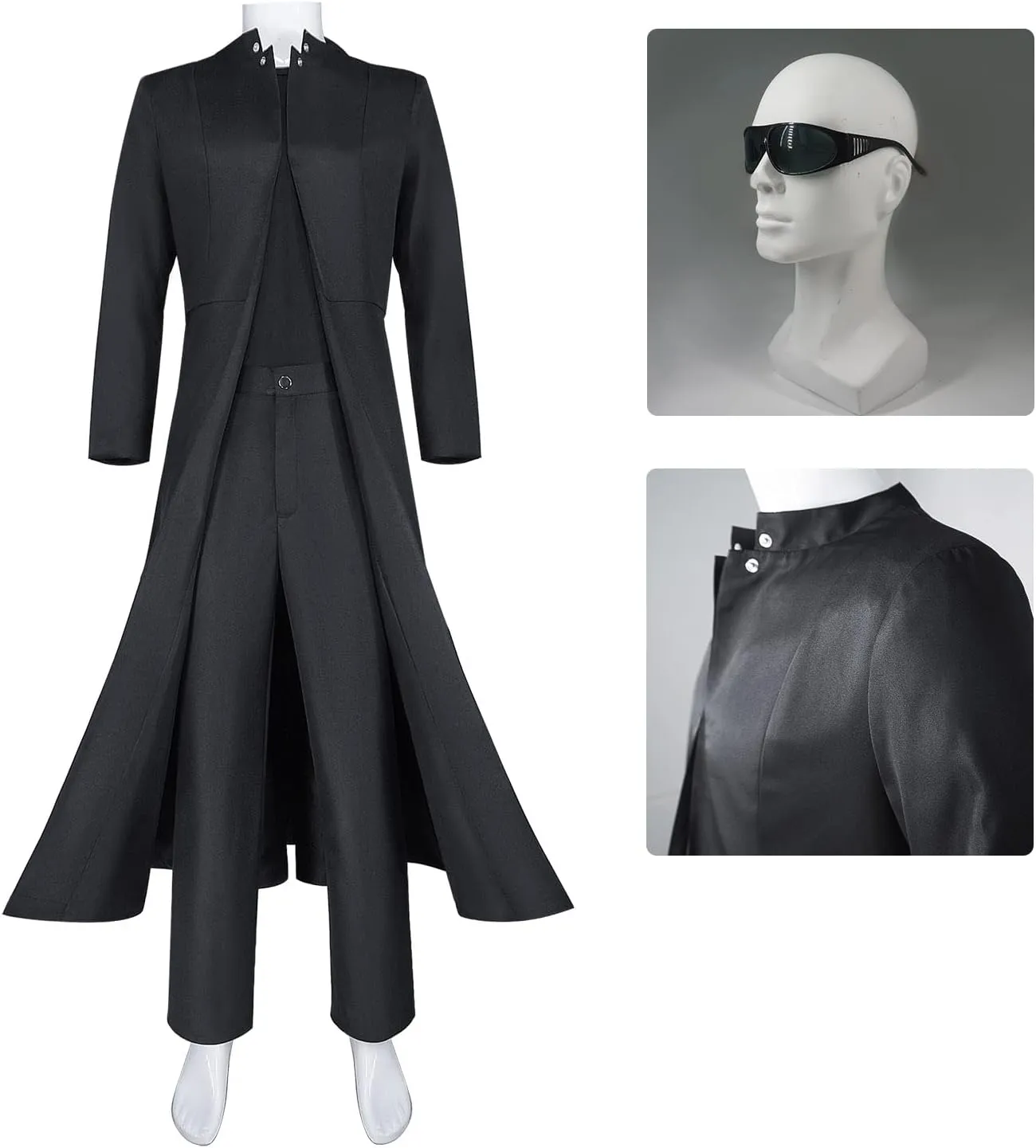 Matrix Neo Costume Coat Adult Men Neo Cosplay Jacket Black Uniform Trench Coat Halloween Suit