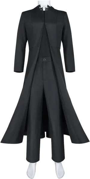 Matrix Neo Costume Coat Adult Men Neo Cosplay Jacket Black Uniform Trench Coat Halloween Suit