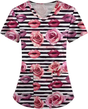 Medical Scrub Tops for Women - Soft Stretch V-Neck Top Scrubs with Pockets - Valentines Gift for Women 2025