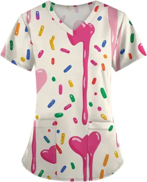 Medical Scrub Tops for Women - Soft Stretch V-Neck Top Scrubs with Pockets - Valentines Gift for Women 2025