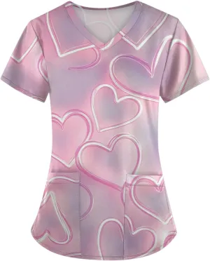 Medical Scrub Tops for Women - Soft Stretch V-Neck Top Scrubs with Pockets - Valentines Gift for Women 2025