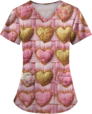 Medical Scrub Tops for Women - Soft Stretch V-Neck Top Scrubs with Pockets - Valentines Gift for Women 2025