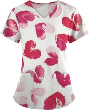 Medical Scrub Tops for Women - Soft Stretch V-Neck Top Scrubs with Pockets - Valentines Gift for Women 2025