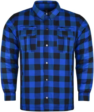 Men's Armored Checkered Flannel Biker Shirt, Multiple Waterproof Storage Pockets, CE Level 2 Armor Reinforced Water Resistant