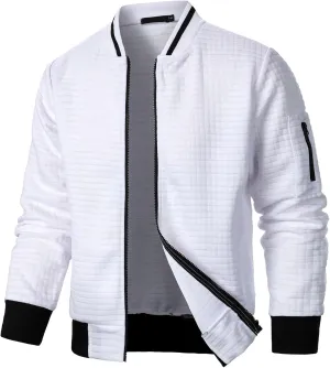 Men's Bomber Jacket Lightweight Casual Stylish Light Flight Jacket Breathable Windbreaker Varsity Jackets
