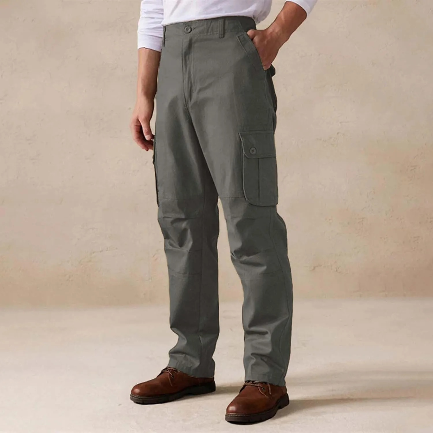Mens Cargo Work Pants Men's Casual Multi Pocket Workwear Pants Men's Workwear Casual Pants Pantalones Cargo para Hombres