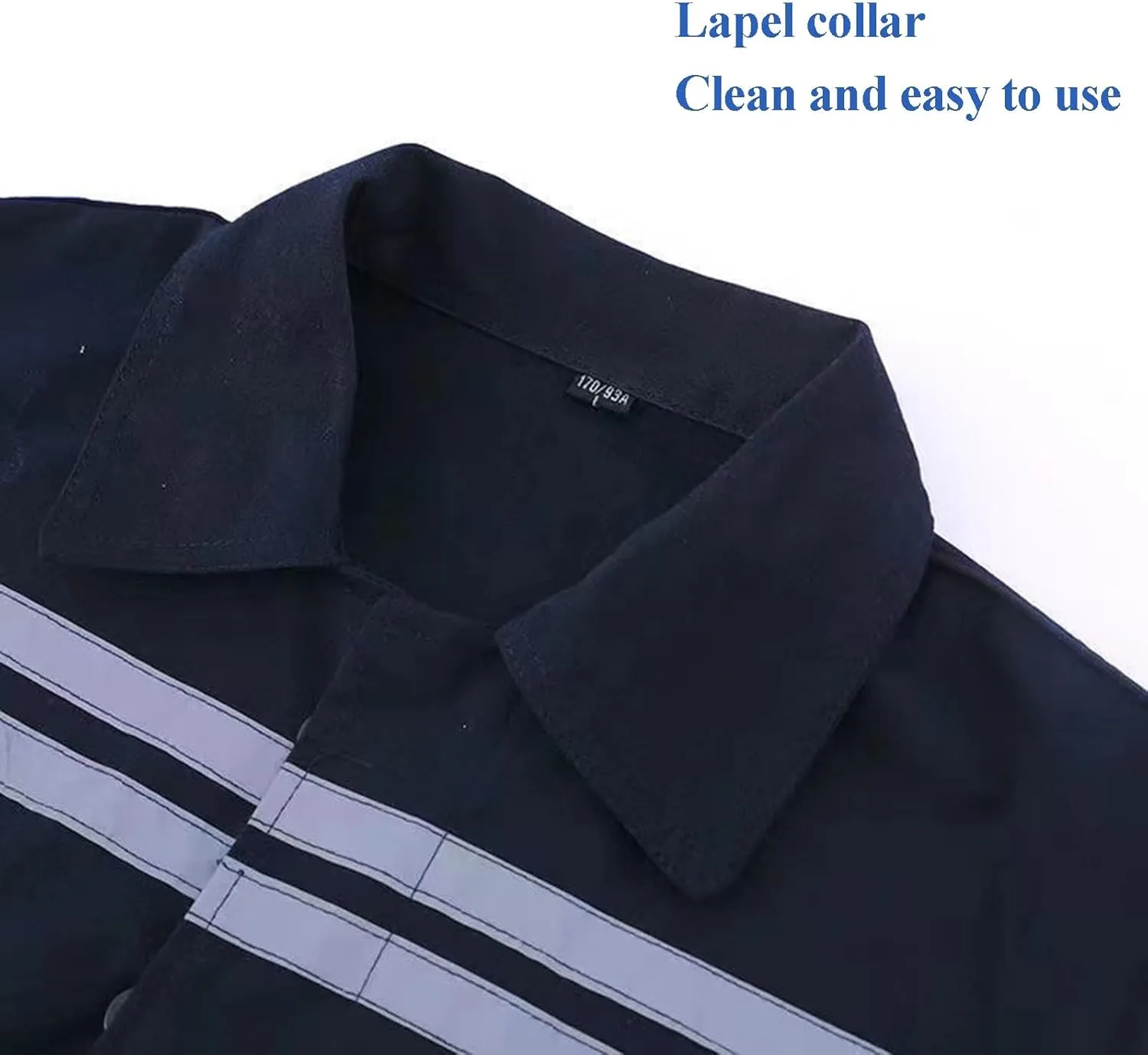 Men's Cotton Workwear Set Reflective Welding Jacket with Long Sleeves Slanted Pocket Pants Enhanced Chest Pockets