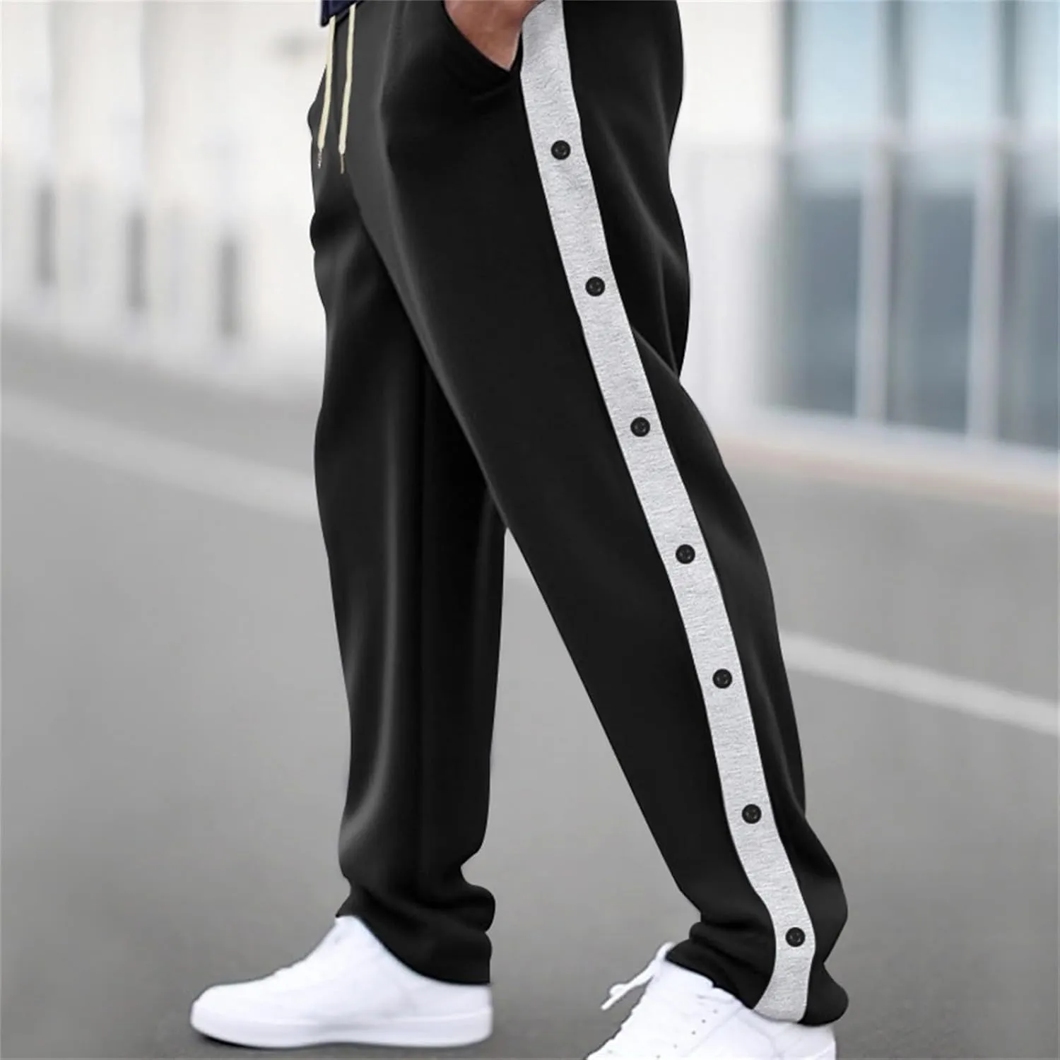 Men's Fleece Lined Sweatpants High Comfort Straight Leg Casual Pants Sherpa Lined Sweatpants Fleece Work Pants Men