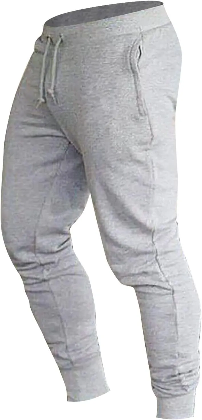 Men's Jogger Sweatpants Elastic Waist Drawstring Athletic Pants Tapered Track Pants with Pockets for Soccer Running Workout