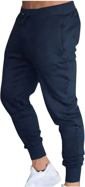 Men's Jogger Sweatpants Elastic Waist Drawstring Athletic Pants Tapered Track Pants with Pockets for Soccer Running Workout