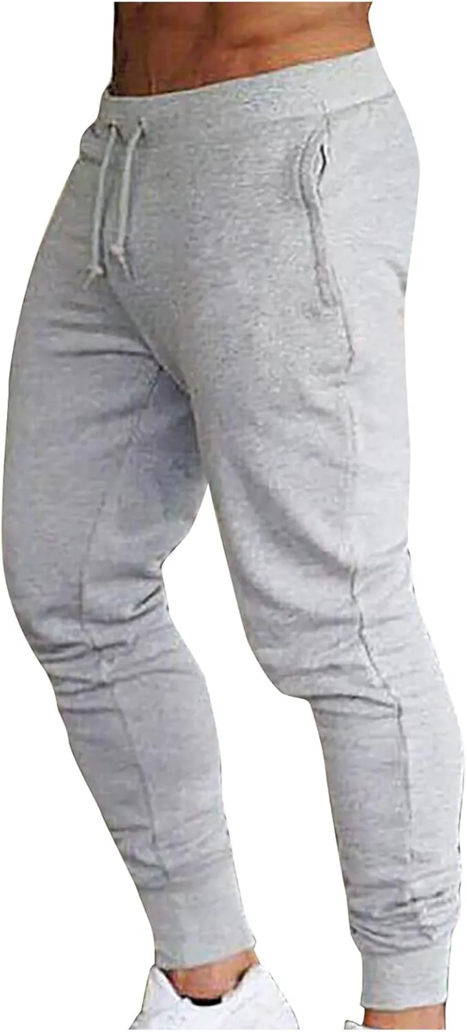 Men's Jogger Sweatpants Elastic Waist Drawstring Athletic Pants Tapered Track Pants with Pockets for Soccer Running Workout