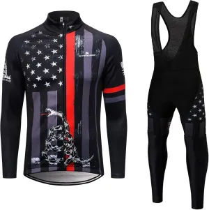 Men's Long Sleeve Cycling Mountain Bike Jackets Long Pants Set Bib Suit