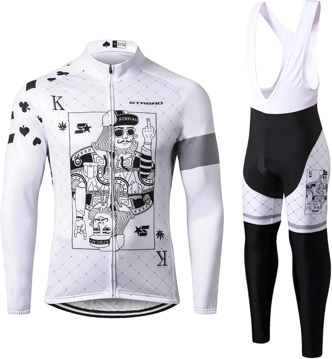 Men's Long Sleeve Cycling Mountain Bike Jackets Long Pants Set Bib Suit