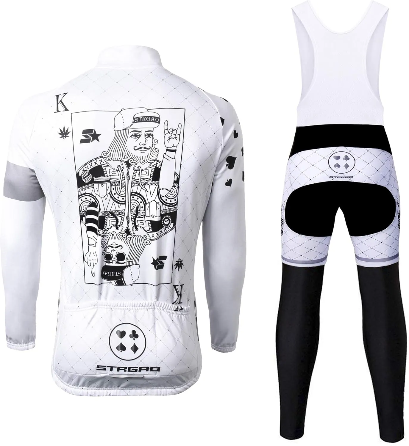 Men's Long Sleeve Cycling Mountain Bike Jackets Long Pants Set Bib Suit