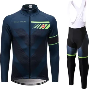 Men's Long Sleeve Cycling Mountain Bike Jackets Long Pants Set Bib Suit