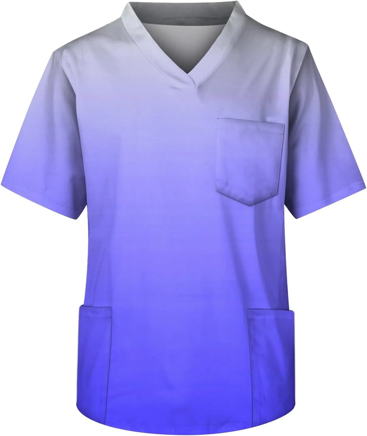 Men's Medical Scrub Top Plus Size Short Sleeve V-Ncek Hawaii Printed Working Nurse Doctor Unifroms with Pocket