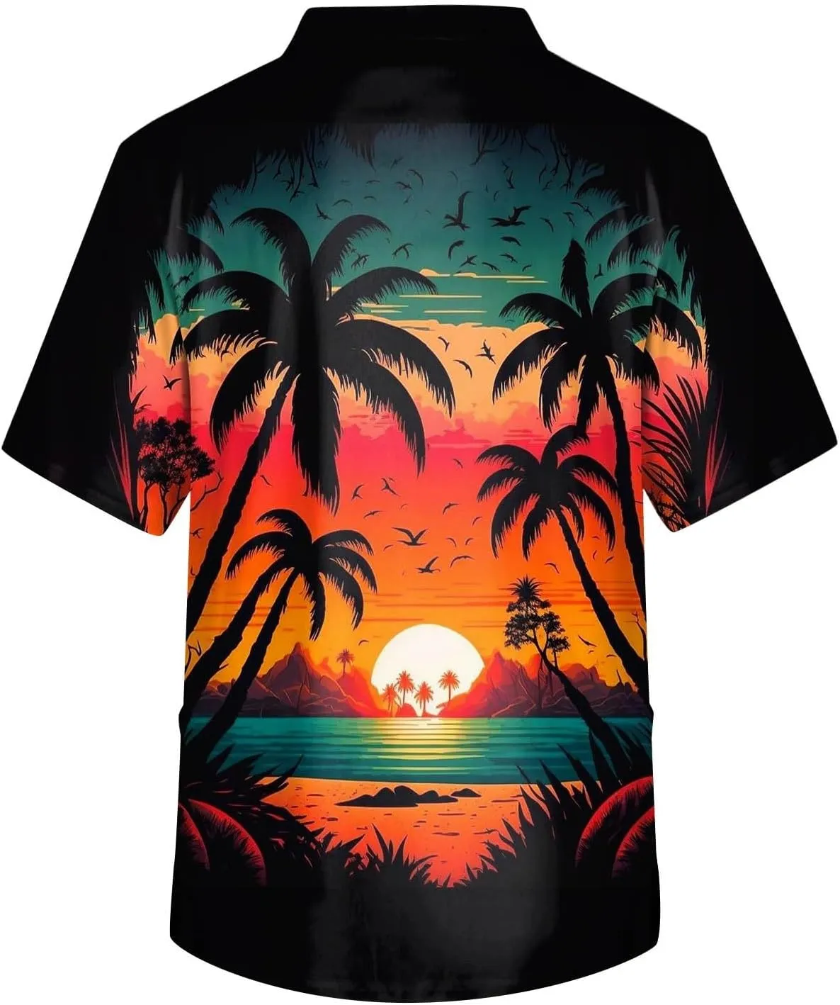 Men's Medical Scrub Top Plus Size Short Sleeve V-Ncek Hawaii Printed Working Nurse Doctor Unifroms with Pocket
