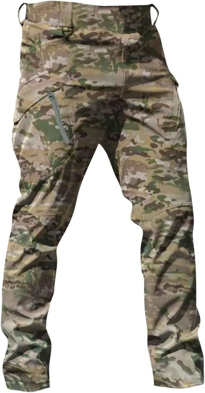 Men's Military Cargo Tactical Pants 2025 Ripstop Stretch Relaxed Fit Trousers Outdoor Hiking Pants with Multi Pockets