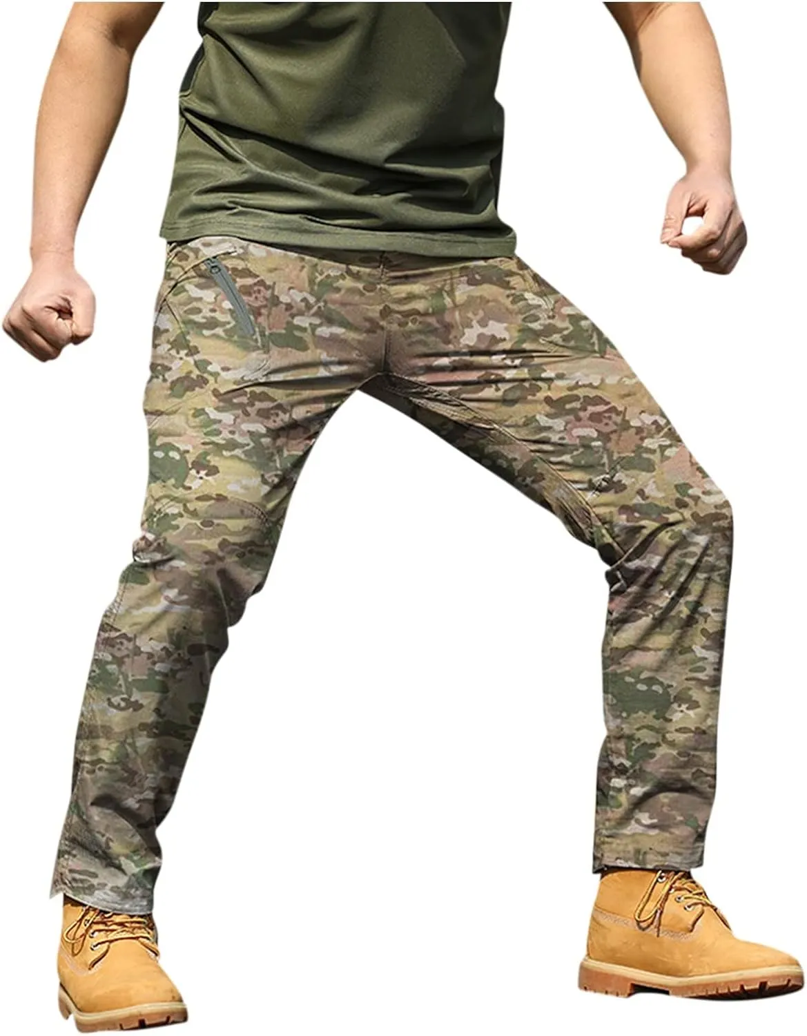 Men's Military Cargo Tactical Pants 2025 Ripstop Stretch Relaxed Fit Trousers Outdoor Hiking Pants with Multi Pockets