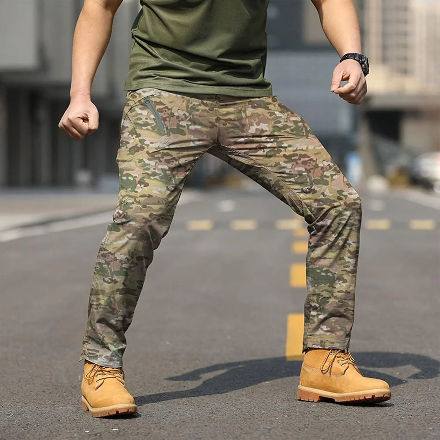 Men's Military Cargo Tactical Pants 2025 Ripstop Stretch Relaxed Fit Trousers Outdoor Hiking Pants with Multi Pockets