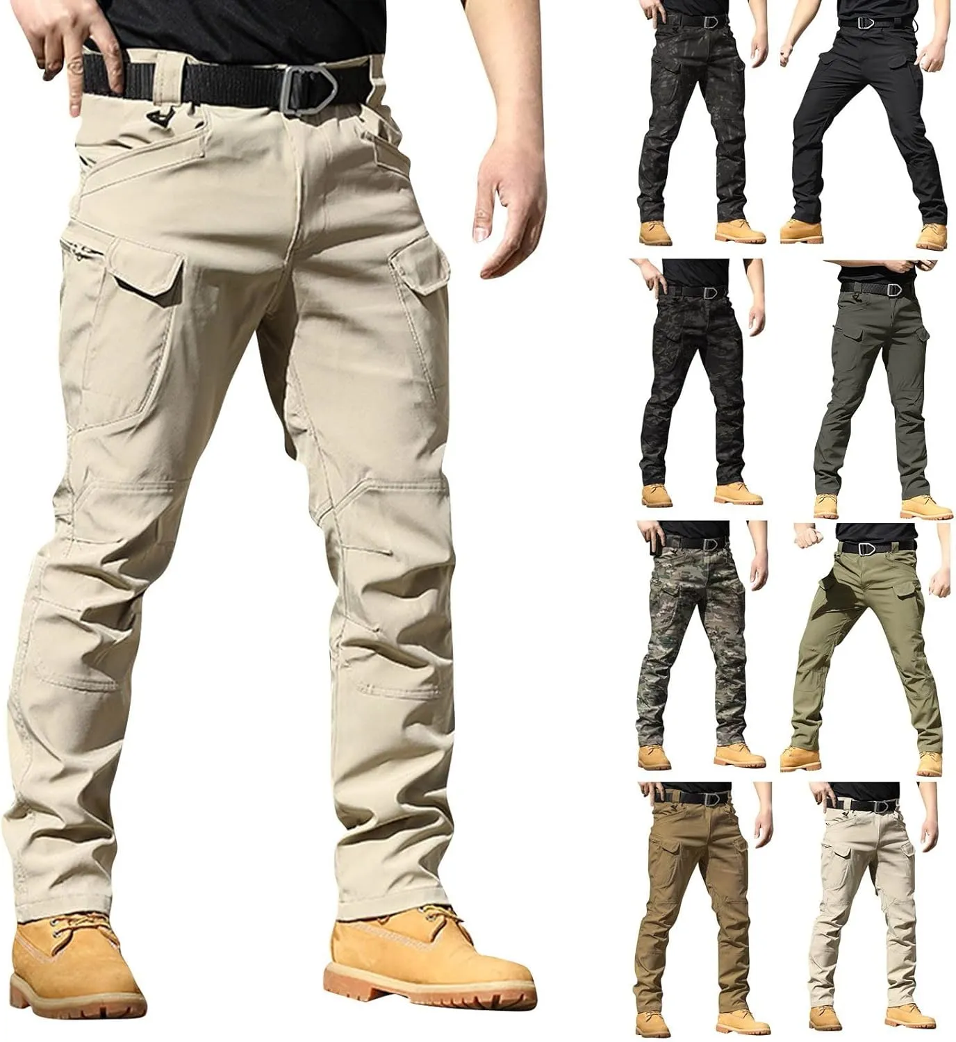 Men's Military Cargo Tactical Pants Classic Ripstop Stretch Relaxed Fit Trousers Fit Hiking Work Pants with Pockets