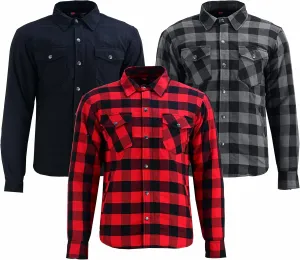 Men's Motorcycle Riding Flannel Shirt, Concealed Carry Jacket,CE Approved with Level 1 Protection Kevlar on Protected Areas