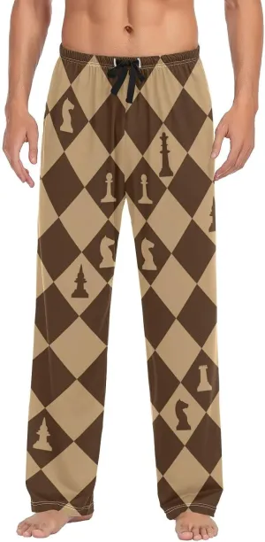 Mens Pajama Pants Chess and Chess Board Alpaca Lounge Pants with Pockets,Elastic Waist Sleep Bottoms-S