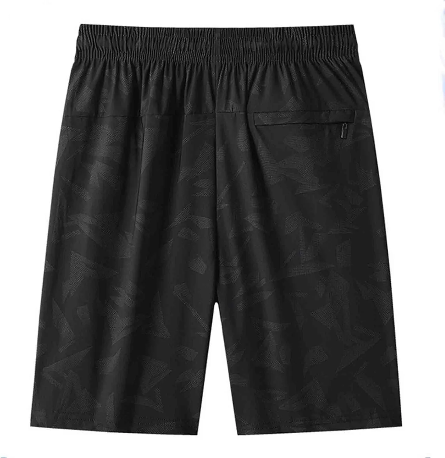 Mens Quick Dry Athletic Shorts with Zipper Pockets Stretch Active Graphic Print Workout Running Sports Training Gear