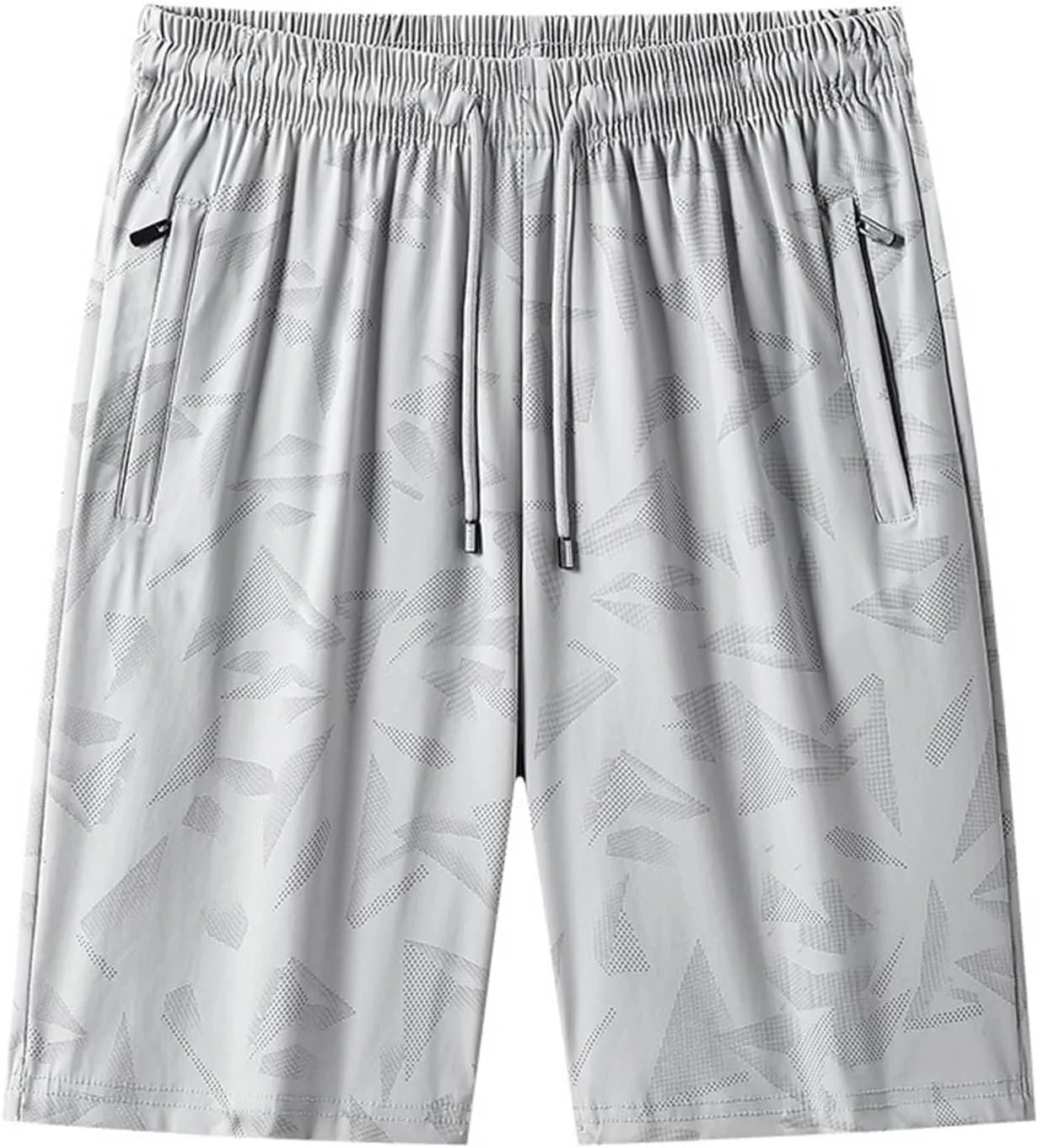Mens Quick Dry Athletic Shorts with Zipper Pockets Stretch Active Graphic Print Workout Running Sports Training Gear