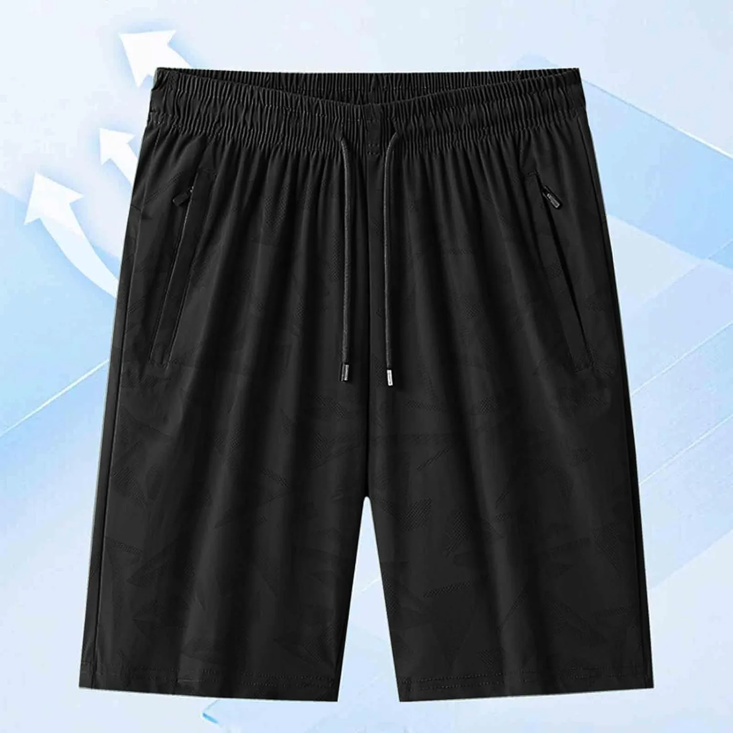 Mens Quick Dry Athletic Shorts with Zipper Pockets Stretch Active Graphic Print Workout Running Sports Training Gear