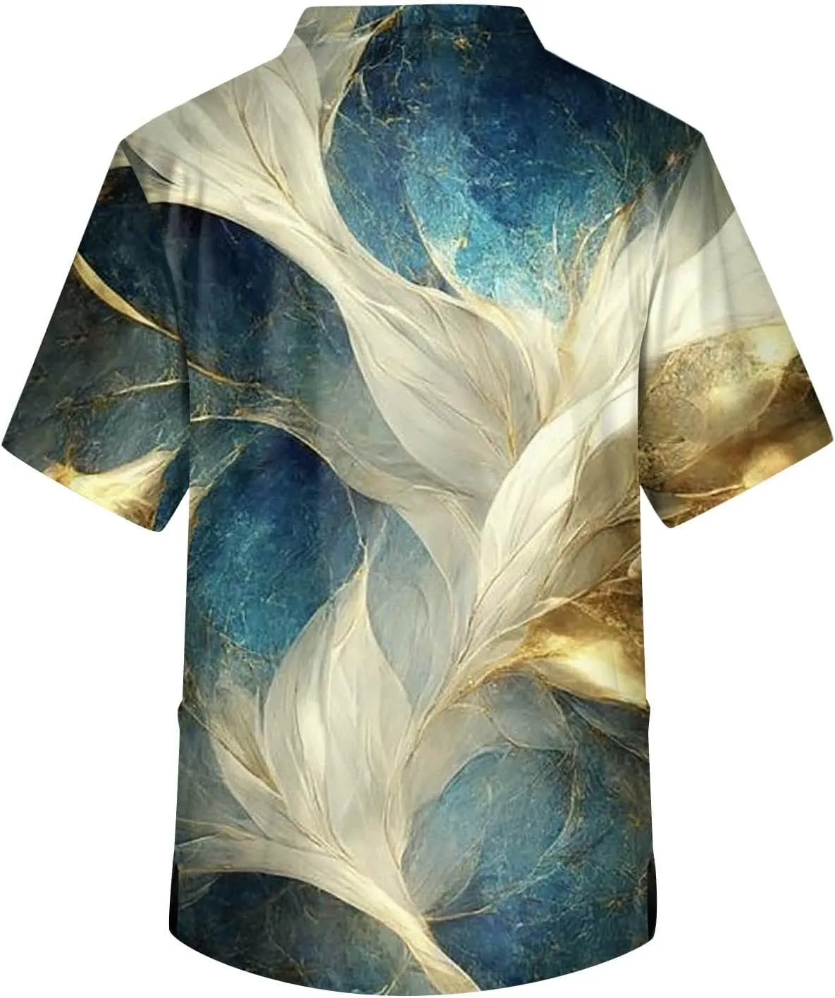 Mens Scrub Tops Short Sleeve V Neck Working Doctor Unifroms Gradient Printed Carer Scrubs with Pockets