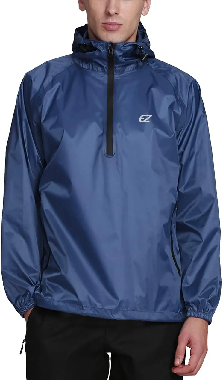 Men's Waterproof Hooded Rain Jacket Running Cycling Hiking Gear Windbreaker Lightweight Packable Raincoat