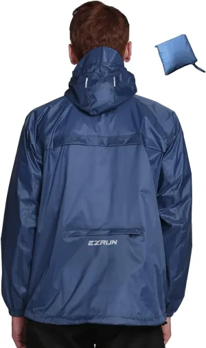 Men's Waterproof Hooded Rain Jacket Running Cycling Hiking Gear Windbreaker Lightweight Packable Raincoat