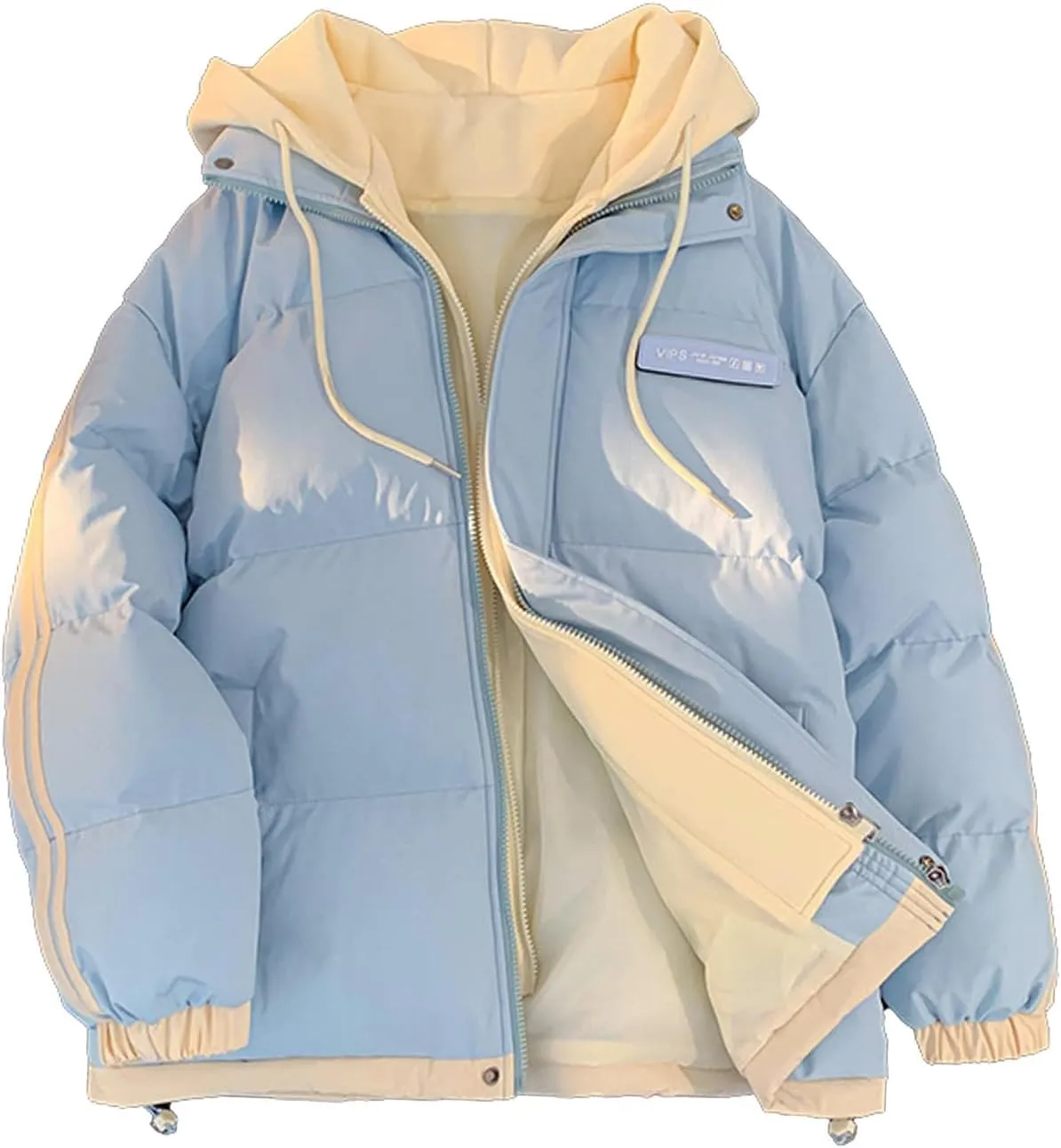 Mens Winter Hooded Puffer Jacket Quilted Zip up Padded Coat Insulated Windproof Puffy Thermal Warm down Jacket with Hood
